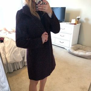 Maroon print pea coat 🧥